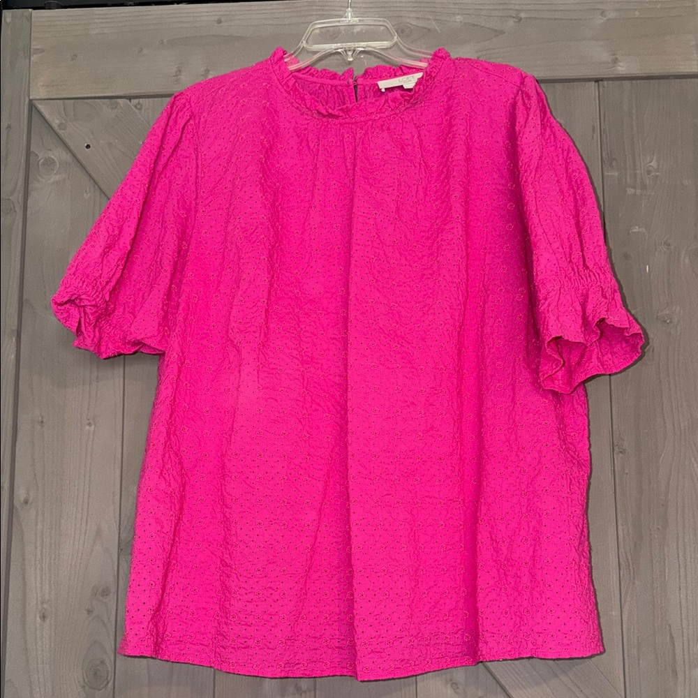 LOFT Fuchsia Textured Blouse